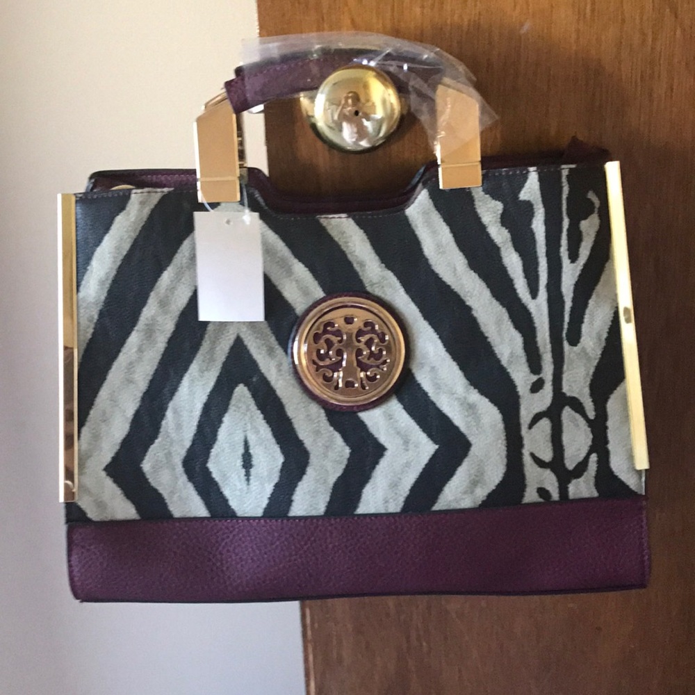 Purple and gold handbag